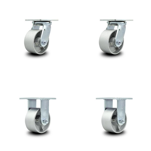 4 Inch Semi Steel Caster Set with Ball Bearings 2 Swivel 2 Rigid